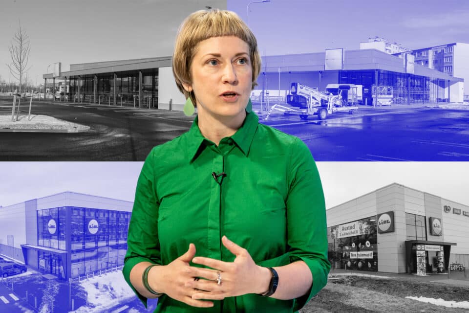 Tallinna abilinnapea Madle Lippus ja näited Tallinnasse rajatud Lidli poodidest.