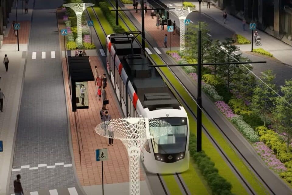 3D-vaade Laikmaa tänava uuele trammipeatusele, mis hakkab asuma Viru keskuse ja Tallink hotelli vahel.