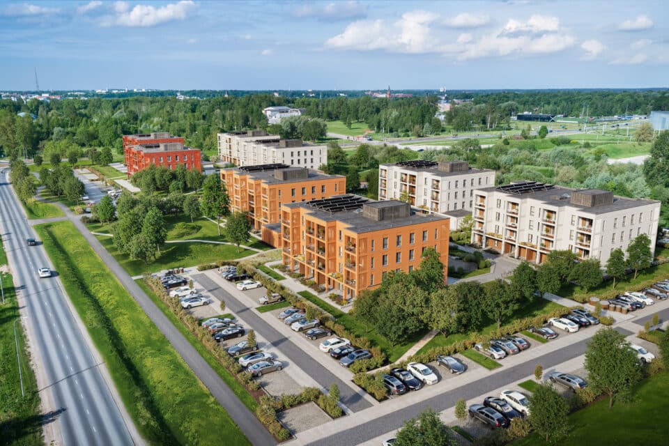 Arhitekti visand Tartu linnapiirile kerkivast Raadiraja arendusest.