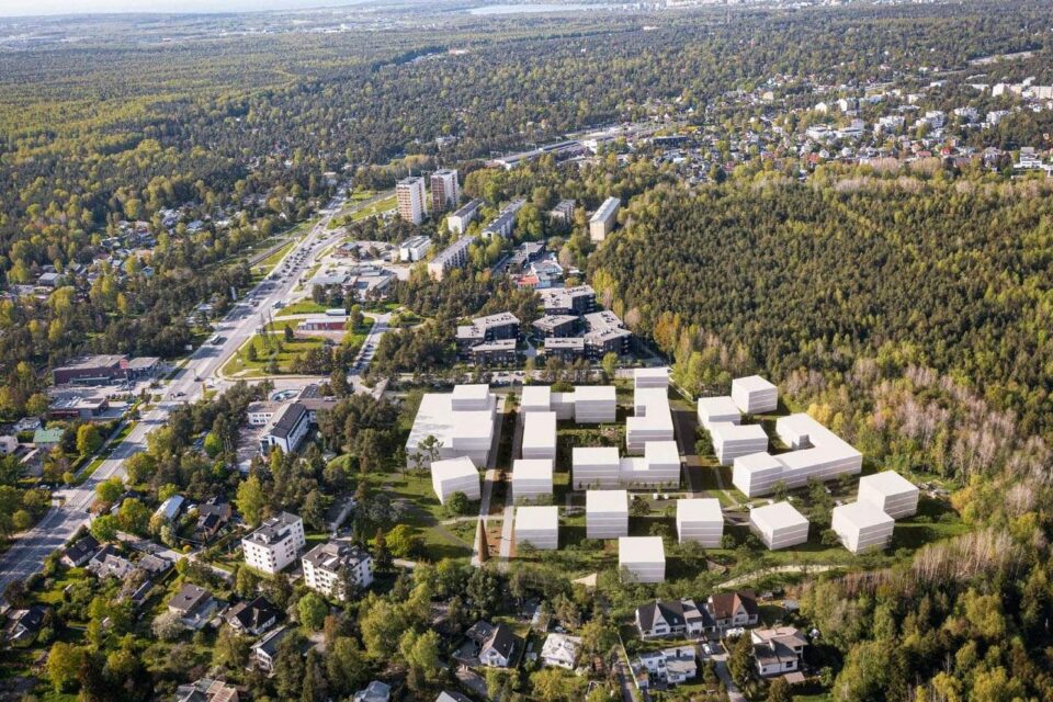 Teemeistri elurajooni kavandatavaid ehitusmahtusid näitav eskiisprojekt.