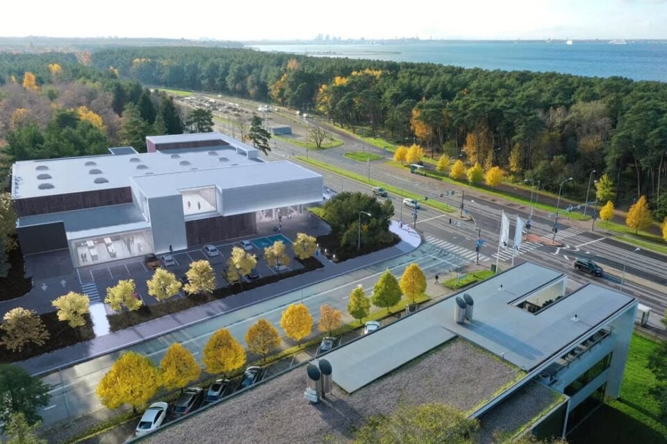 Maxima kaupluse kavand. Esiplaanil on arendusfirma TTP kontor.